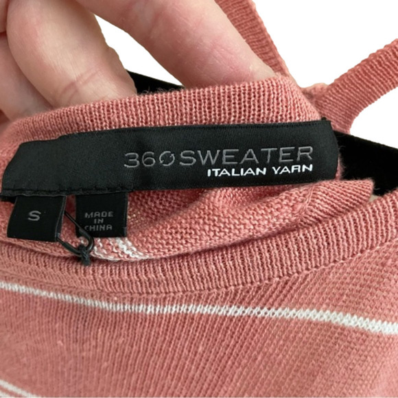 360 SWEATER Italian Yarn Striped Racer Back 100% Linen MIDI Dress - Picture 4 of 10